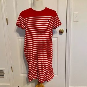Polo red and white striped t-shirt dress